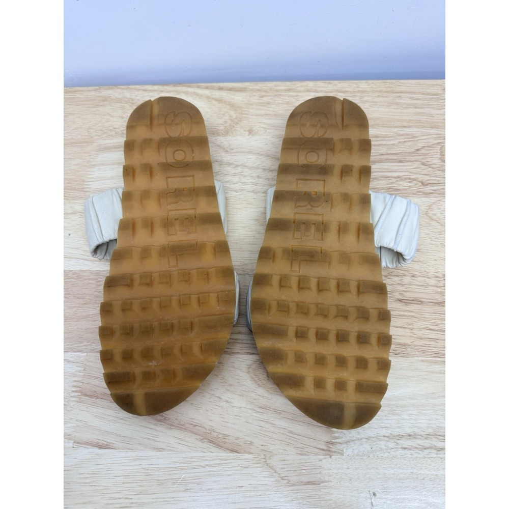 Sorel Roaming Crisscross Slide Sandals Womens 11 Cream Leather Lug Sole‎ #23 - Picture 8 of 9